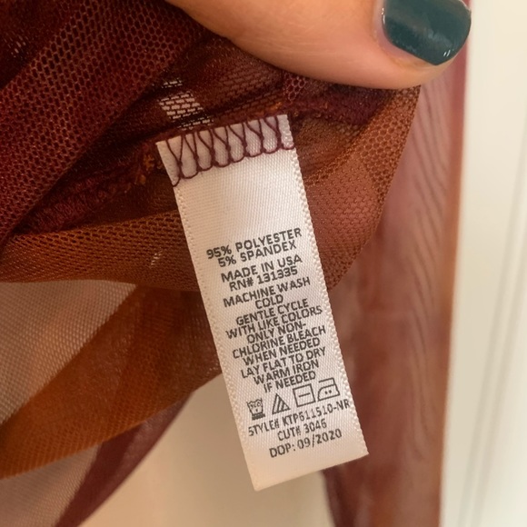 Orange Purple Socialite Long Sleeve Mesh Dyed Top, Size Small - Picture 4 of 4